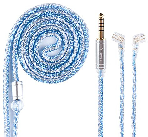 Yinyoo Headphone Replacement Cable Upgrade 0.75mm QDC 4.4mm Silver Plated 16 Core for KBEAR Storm, KZ ZSN Pro, AS16 Pro, etc.