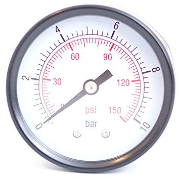 FOXCUP Manometer Druckanzeige für Hauswasserwerk, Druckkessel und Gartenpumpe, 1/4 Zoll 50mm 10bar