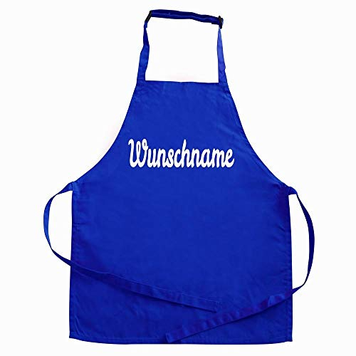 Elefantasie Personalisierte Kinderschürze mit Name, Kochschürze für Backen, Kochen, Malen, Geschenkidee für Kinder 7-10 Jahre blau