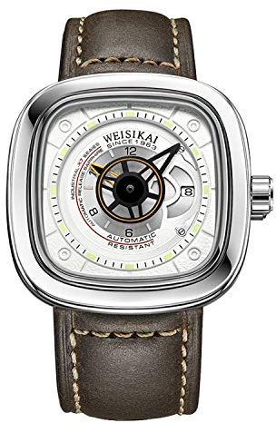 RORIOS Sports Orologio da Uomo Automatico Meccanico Orologio Luminoso Data Quadrante Orologio in Pelle Moda Maschile Orologio da Polso
