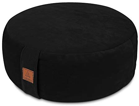 Samt-Zafu-Meditationskissen, Buchweizen-Meditationskissen, D = 33 cm/41 cm, H = 14 cm, rundes Zabuton-Meditationskissen, Yoga-Nackenrolle, Boden-Pouf, Samtbezug mit Reißverschluss, Kniekissen, Größe