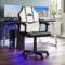 Vida Designs Racing Comet Gaming Computer Chair, White & Black, Office Executive Adjustable Swivel Recliner Pu Faux-Leather (UKFR Certified)