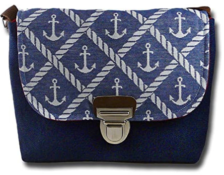 kleine Umhängetasche Handtasche mit Anker MYLULABAG für Damen Schultertasche Ankertasche Ostsee A