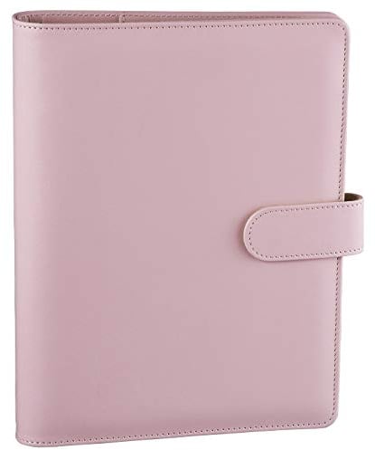 Antner A5 PU Leder Ringbuch, 6 runde Ringe nachfüllbar Notebook Binder für A5 Füllpapier Spiralbuch Reise Schreiben Notizbuch Tagebuch Binder Cover Pink