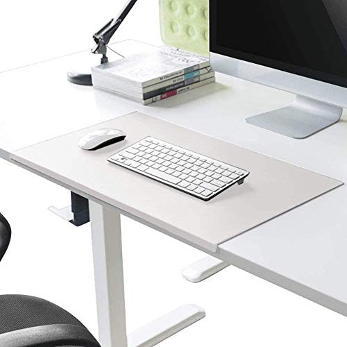 Schreibtischunterlage mit Kantenschutz gewinkelt / 90° abgewinkelt Rutschfeste Weichem Leder Schreibunterlage Mausunterlage für Büro Hause Office Laptop PC Pad, 90 x 45 cm, Weiß
