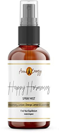 Aroma Energy Happy Hormones Room Spray 10ml - Natural Essential Oil Fragrance Mist - Rosemary, Juniper, Orange, Lemon, Lavender