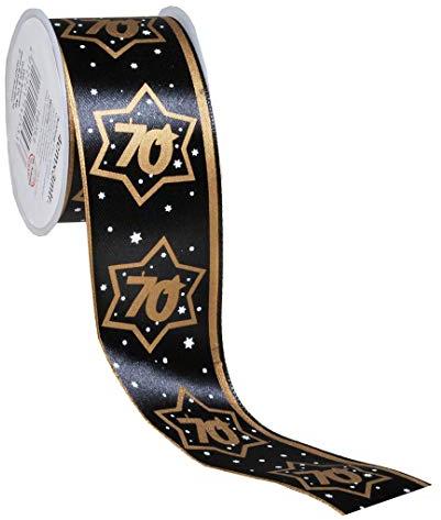 Udo Schmidt GmbH Geschenkband 70 Schwarz/Gold aus Satin Schleifenband Satinband Geschenk Band Dekoband