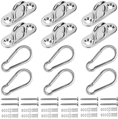 BELLE VOUS Edelstahl Ösen (6er Pack) - Schwerlast Deckenhaken mit Schrauben - Wand/Deckenhalterung Haken für Hängende Blumentöpfe, Laternen und Garten Dekorationen