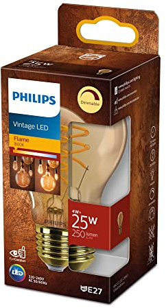 Philips ampoule LED Standard E27 25W Blanc Chaud Ambré, Compatible Variateur, Verre