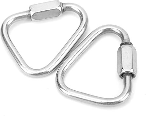 Screw Quick Link 2pcs Climbing Clips, Carabiners Stainless Steel Hex Nut Triangular Connecting Chain Clip With Screw Lock for Rappelling (Diameter 4mm)