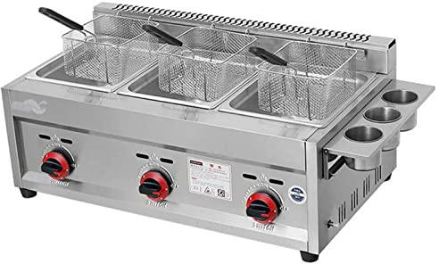 YSDQ Freidora Profesional de Gas Comercial, freidora de Restaurante de Cocina de Escritorio de Acero Inoxidable Gran Capacidad con Cesta para Frer, para Uso Comercial y Domstico