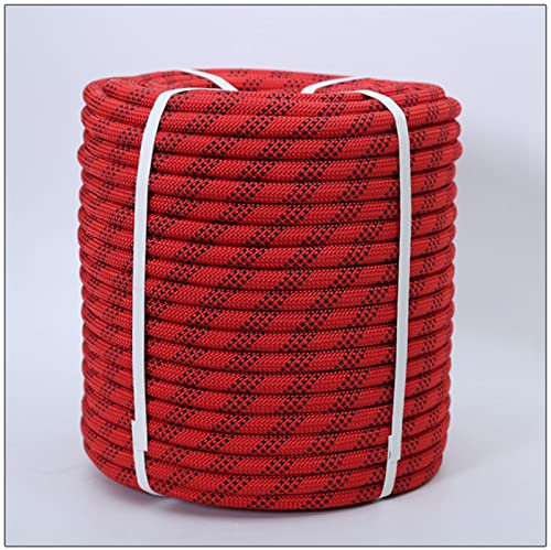 Corde d’Escalade Corde d'escalade Extérieure 10mm/12mm/14mm/16mm Rouge，Aventure en Montagne Corde De Rappel，Haute Résistance Corde Électrostatique De Sauvetage，Corde Aventure Alpinisme(Size:16MM-30M)
