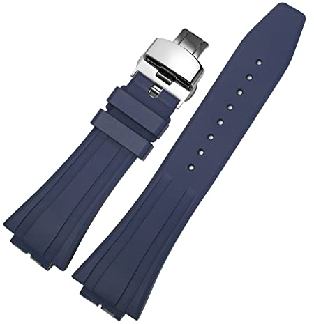 MOD Kit Kompatibles Fluorkautschuk-Armband modifiziertes Gummi-Armband für Casio für G-shock Herren GM2100 GM-2100B Uhrenzubehör mit Werkzeug (blaues Armband + silberfarbene Schnalle)