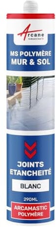 Colle ms, polymère, mastic d'étanchéité - 290 ml x 1 Blanc Pur - RAL 9010 - ARCANE INDUSTRIES