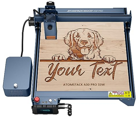ATOMSTACK X30 A30 PRO Laser Graviermaschine 160W, 33W Ausgangsleistung CNC Lasergravur Laser Cutter,0,08 * 0,1 mm Laserpunkt Augenschutz Fixfokus Graviermaschine,Offline-Gravur,mobile APP,400x400mm
