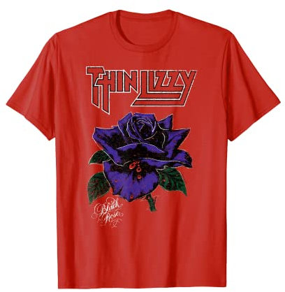 Thin Lizzy – Black Rose On Red T-Shirt