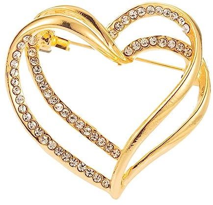 CCAIPU Broches pour Femmes, Broches Phoenix en Strass, Broches pour Vêtements et Accessoires, cadeaux d'amitié pour Femmes et Filles (Cœur-Or)