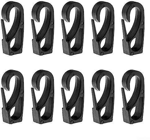 10Pcs Durable Bungee Cord Nylon Snap Hook For Kayak Canoe Boat Black