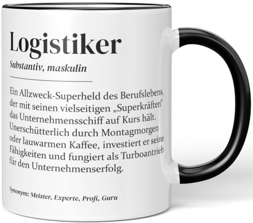 JUNIWORDS Tasse, Definition Logistiker, Schwarz (7223645)