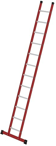 PROREGAL Sprossen-Anlegeleiter GFK/Alu mit Traverse | 12 Sprossen | Leiter, Teleskopleiter, Trittleiter, Bockleiter, Sprossen-Doppelleiter