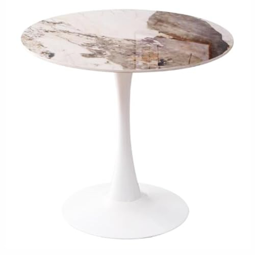 JHAISMAO Esstisch 60/70/80cm Rund Sockel Esszimmertisch Granit-Platte Metall-Sockelbein Tulpe Couchtisch Freizeit-Endtisch Für Wohnzimmer Cafe Und Küche(Color:80cm)