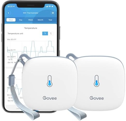 Govee WiFi Room Thermometer Hygrometer 2Pack, Wireless Smart Indoor Temperature Humidity Sensor with Alert and Data Storage, for Baby Home Garage Greenhouse