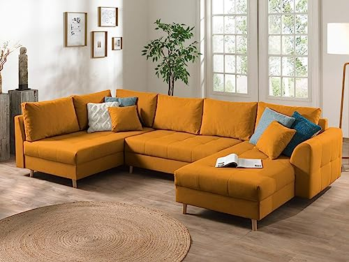Lisa Design Rune – Wohnlandschaft – 7-Sitzer – skandinavischer Stil – Links Gelb