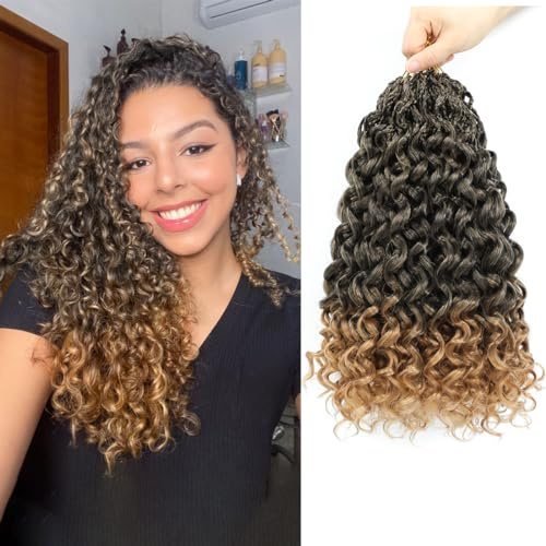 Gogo Curl Pre Twisted Crochet Hair 12 Inch 8 Packs Short Curly Crochet Hair for Women Pre Looped Ocean Wave Crochet Hair Water Wave Crochet Hair Deep Wave Braiding Hair 12 Inch 8