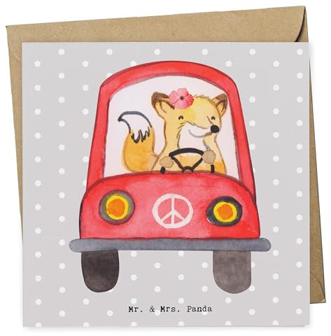 Mr. & Mrs. Panda Deluxe Karte Fahrlehrerin Herz - Geschenk, faltkarte, Fahrschule, Fahrprüfung, Autofahrt, anlasskarte, Glückwunschkarte, Roadtrip, Klappkarte, Auto fahren, Führerscheinprüfung