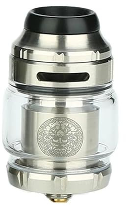 Zeus X RTA Atomizador, llenado por arriba 4.5ml, Diámetro 25mm, Deck reconstruible de bobina simple/doble, tanque de vape DIY cigarrillos electrónicos for 510 Box Mod -No Nicotine (Plateado/Silver)