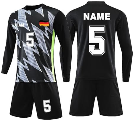 Benutzerdefiniert Fussball Trikot Kinder Set Personalisiert Trikot mit Namen Nummer Team und Logo Trainingsanzug Langarm T-Shirts, Shorts, Socke, Sommer Fussball Jersey für Jungen/Herren