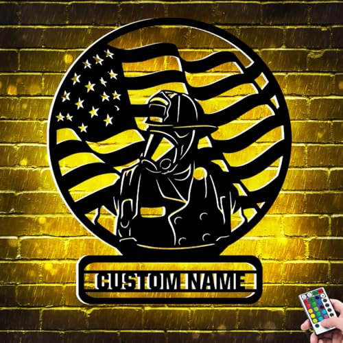 Personalisiertes Feuerwehr-Neonschild, personalisiertes Metallnamen-LED-Lichtschild für Wandkunst, individuelles Familienvater-Schild für Zimmer, Haus, Weihnachten, Geburtstag, Geschenk für Mann,
