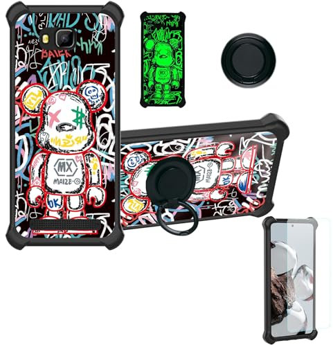 bojioderf Coque Compatible pour Logicom Wave 2 Coque Étui [avec Trempé 9H Protection D'écran] Case Support de Bague PC + Silicone YGH-MXX