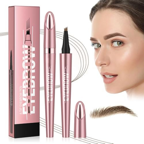 2024 New Microblading Eyebrow Pen, Upgraded 3D Waterproof Microblading Pencil, 4 Tipped Precise Brow Pen, Long-lasting Natural Makeup Fine Stroke Magic Eyebrow Pencil (01# Light Brown)
