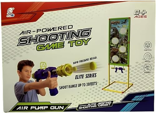 DIOXSTAR Air Powered Shooting Game Toy, Air Pump G-u-n, Shooting Range Up To 30 Ft, Dinosaur Theme Shooting Board, Auto Moving Shooting Target, Portable And Lightweight