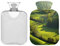 SKYSHU Green Landscape - Botella de agua caliente transparente de 2 litros, a prueba de fugas, lavable, resistente al calor, con funda de felpa suave para calambres menstruales, alivio del dolor de