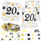 20. Geburtstag Deko Set: 20 Servietten, 12 Windlichter, 500 Konfetti - Tischdeko in Schwarz und Gold für Happy Birthday Jubiläum