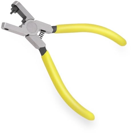 Oruola Shoe Hole Puncher,Belt Hole Puncher,Universal 2.0mm Leather Holes Punchers,Metal Leather for Belts, Shoes, Fabric, Watch,DIY Home or Crafts Projects, Dog Collars Yellow