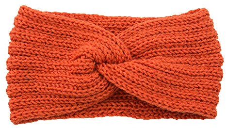 SYSUII Lot de 2 bandeaux pour femme - Hiver - Serre-tête tricoté - Larges cache-oreilles - Élastique - Accessoire de cheveux - Bandeau tricoté - Orange