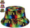 CWENDANER Retro Bucket Hat, 80 90er Style Unisex Fishing Hut, Doppelseitig Sonnenhut, Hip Hop Rock Scrawl Fischerhut, Faltbar, für Disco Hip Hop Outdoor