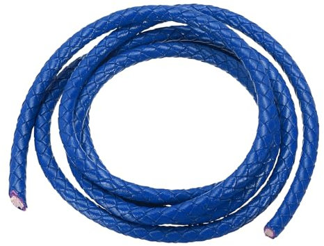 PATIKIL Round Braided Leather Cord, 5mm Round Braided Leather Cord Rope Folded for Crafts Jewelry Making Necklace Bracelets, Navy Blue (1.1 Yards)