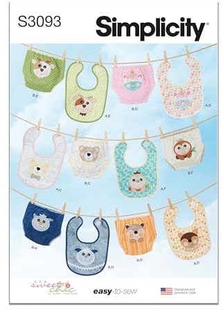 SIMPLICITY Sewing Pattern SS3093OS Babies' Bibs and Diaper Cover by Sew Sweet Chic by Susan Cousineau OS (ONE Size)