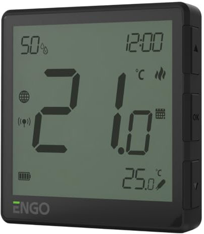 ENGO E-ONE Thermostat intelligent sans fil, contrôleur programmable WiFi, ZigBee 3.0, chauffage au sol, compatible Alexa, pompe à chaleur Tuya Smartlife Control pour chaudière (noir)