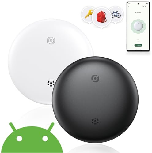 Airtag Android,Smart Tracker Tag Localizzatore GPS per Android Funziona con Google Dov'è App Bluetooth Tracker Compatibile con Trova dispositivo (Solo Android) (Bianco&Nero, 2 Pack)