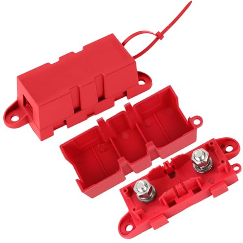 2Pcs MEGA Car Fuse Holder Red for ANM Bolt-on Fuses Cars Industrial Home Use Trucks Lighting Fixtures Versatile Design Adapter Heavy Duty and High Temp Quick Installation Lightweight and Reliable