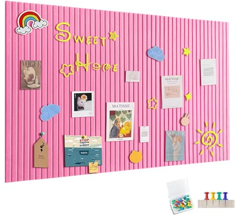 120x90cm Große Filz Pinnwand Selbstklebend, Filzboard Memotafeln Memo Boards mit 60 Pinnnadeln Bulletin Board Wanddekoration für Büro Küche, Fotos Memos,Pfirsichrosa