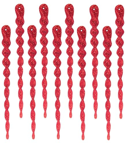 Glitter Icicle Decorations Christmas Tree Trims Gold Icicles For Christmas Tree (Red)