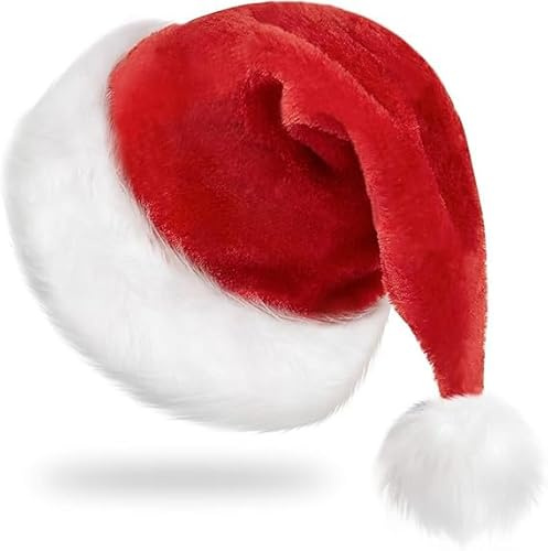 WEINIBAO Weihnachtsmütze, Nikolausmütze Erwachsene, Weihnachtsmann Mütze, Weihnachtsmützen Erwachsene, Weihnachtsmannmütze für Frauen Männer, Rote Santa Mütze für Weihnachtsfeier, Neujahr