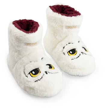 Harry Potter Hedwig Girls White Cozy High-Rise Slippers | Fluffy Homewear for Indoor Comfort | Perfect for Movie Nights | Kids Footwear Merch