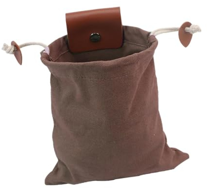 APLVFFZH Foraging Bag Kompakte Pilztasche Wachstuch Sammelbeutel mit Lederbesatz Kordelzug Outdoor Beuteltasche Zum Sammeln für Camping Wandern Angeln Waldspaz, Dunkelbraun